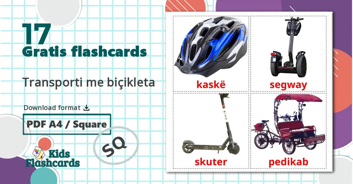 17 Transporti me biçikleta billedkort for børn