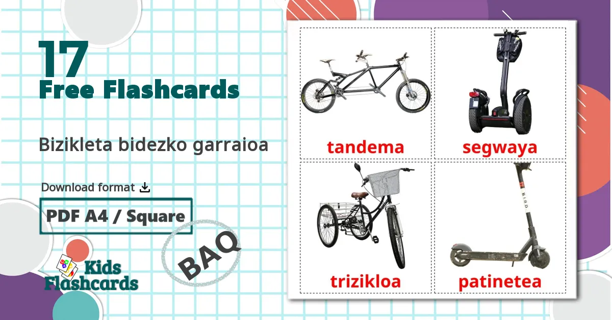 Bicycle transport - basque vocabulary cards