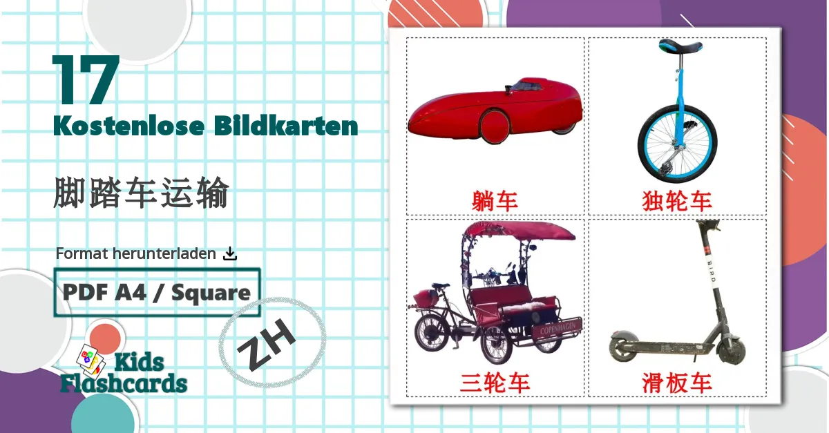 17 Bildkarten für 脚踏车运输