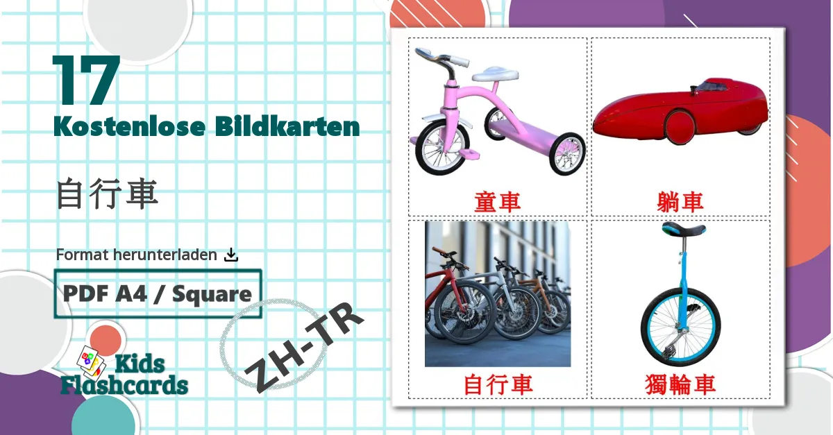 17 Bildkarten für 自行車