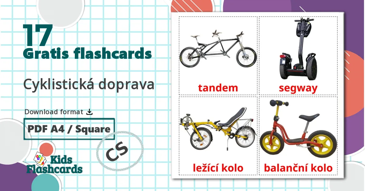 17 Cyklistická doprava billedkort for børn