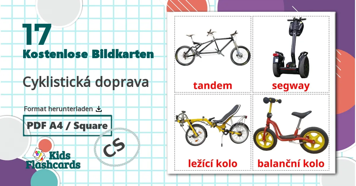 17 Bildkarten für Cyklistická doprava