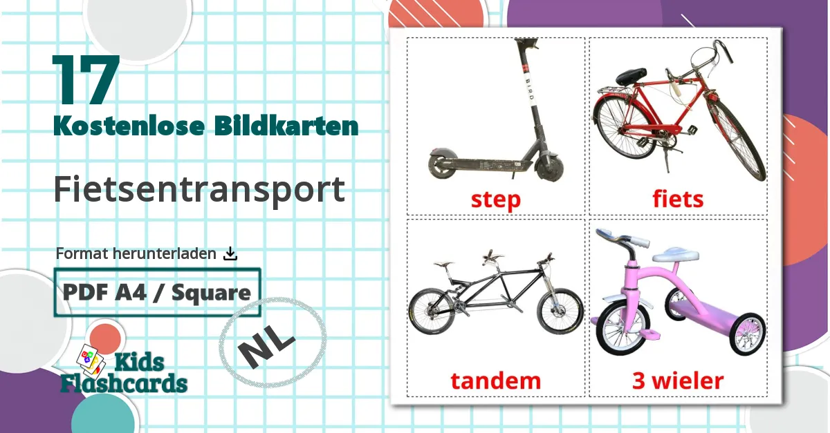 17 Bildkarten für Fietsentransport