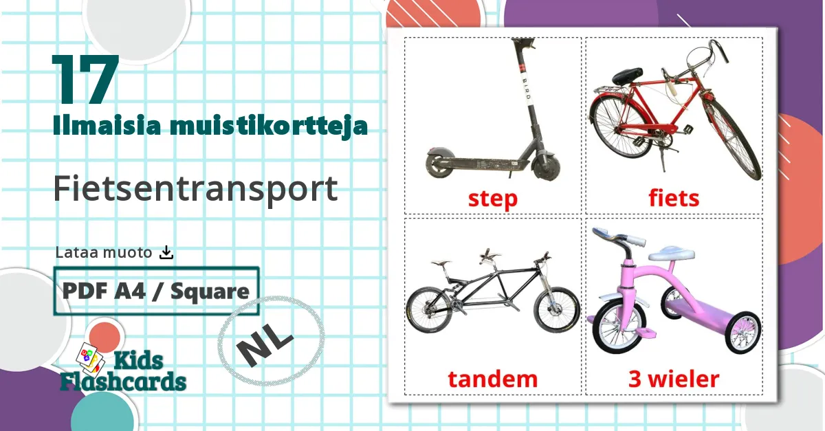 17 Fietsentransport lasten kuvakortit
