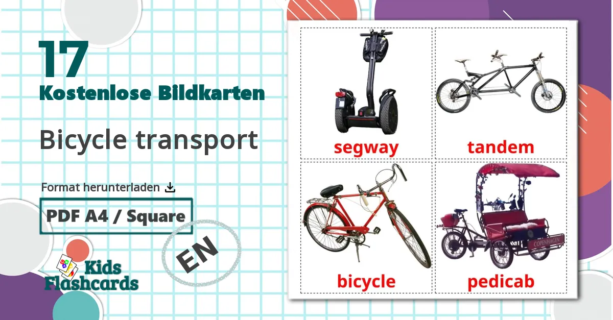 17 Bildkarten für Bicycle transport