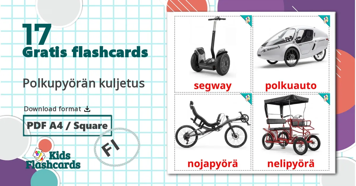 17 Cykel transport billedkort for børn