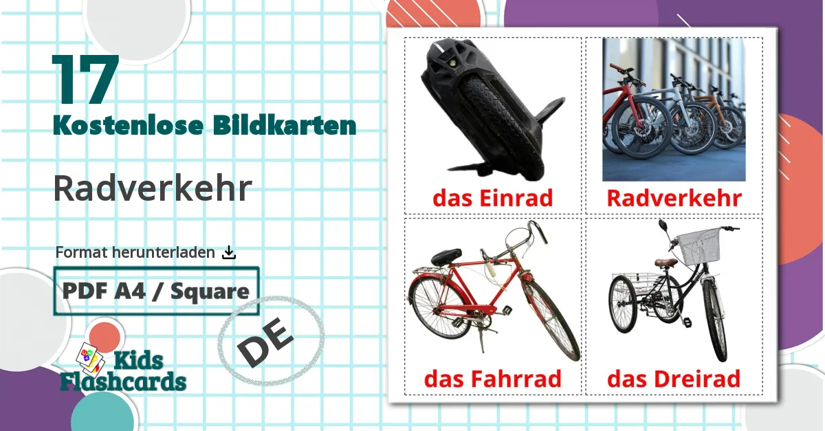 17 Bildkarten für Radverkehr