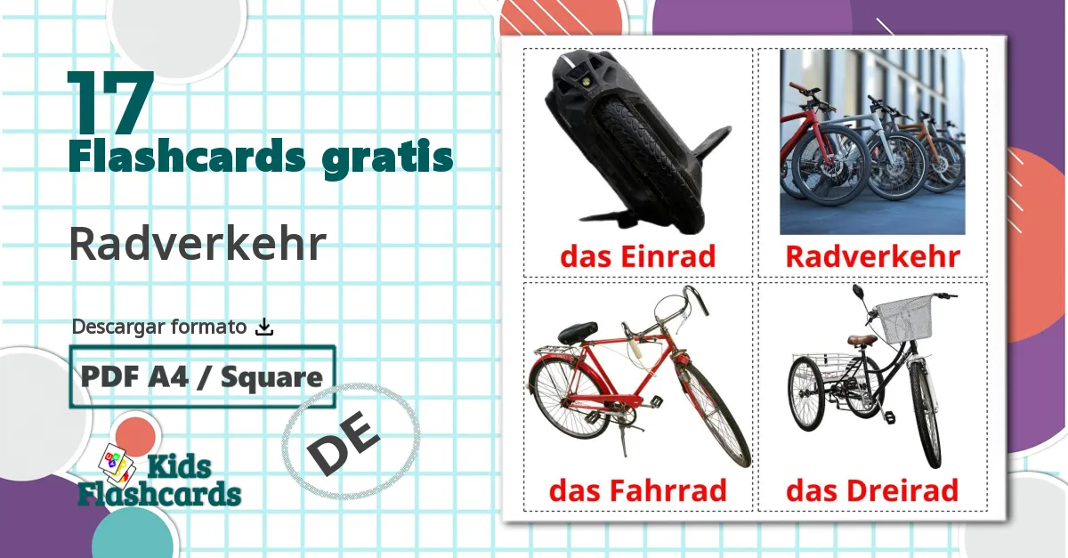 17 tarjetas didacticas de Radverkehr