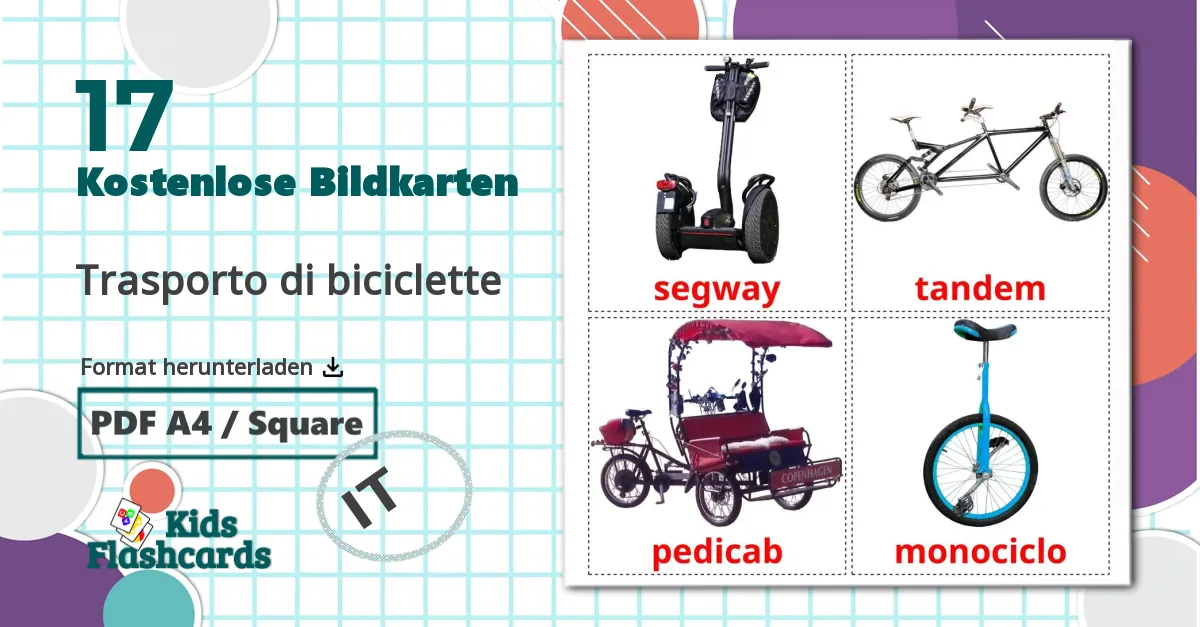 17 Bildkarten für Trasporto di biciclette