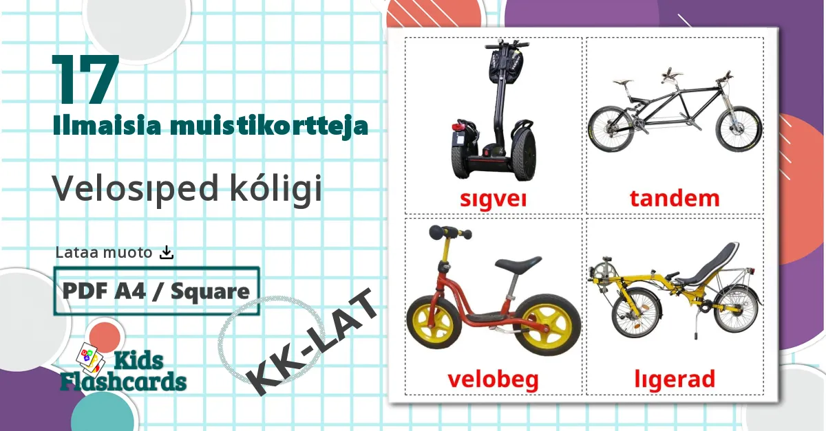 17 Velosıped kólіgі lasten kuvakortit