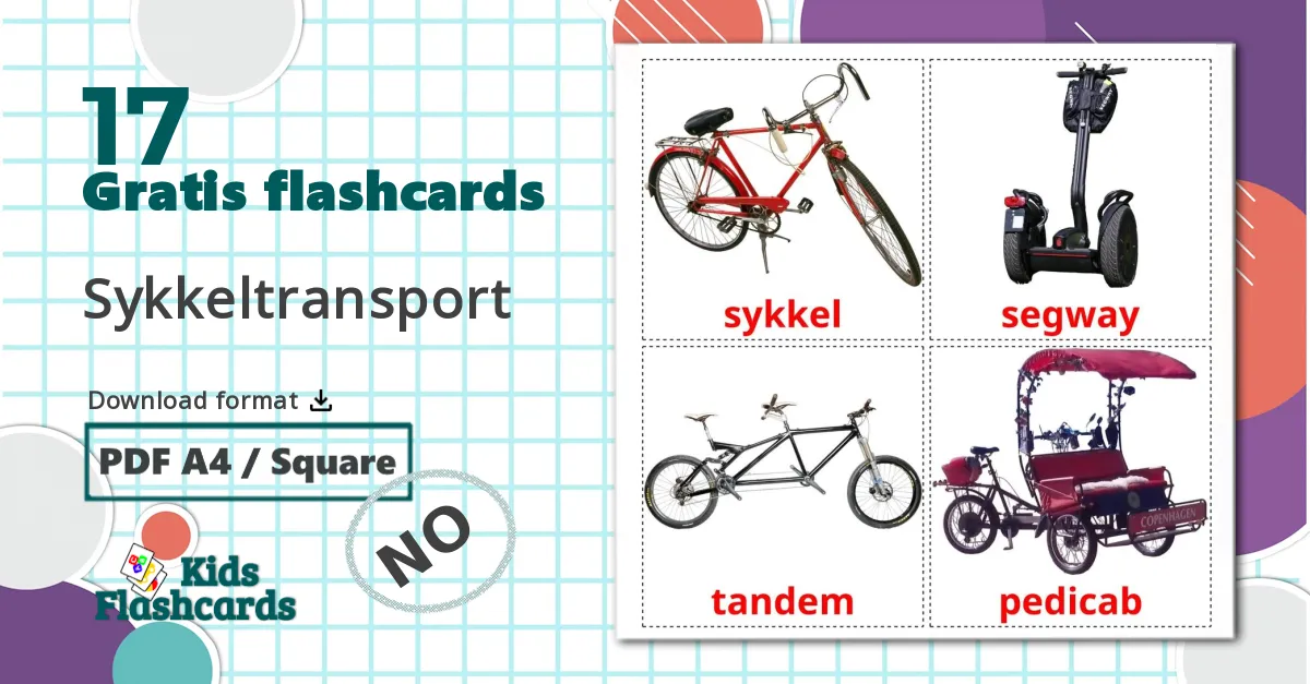 17 Cykel transport billedkort for børn