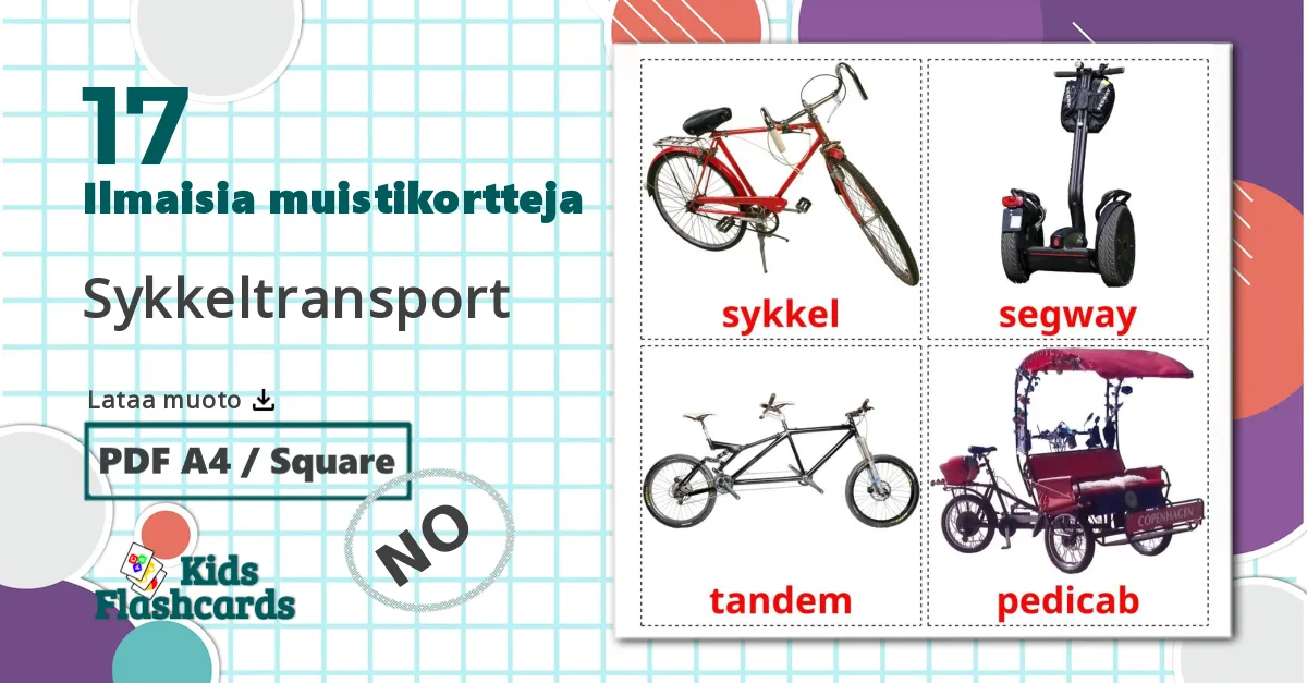 17 Sykkeltransport lasten kuvakortit