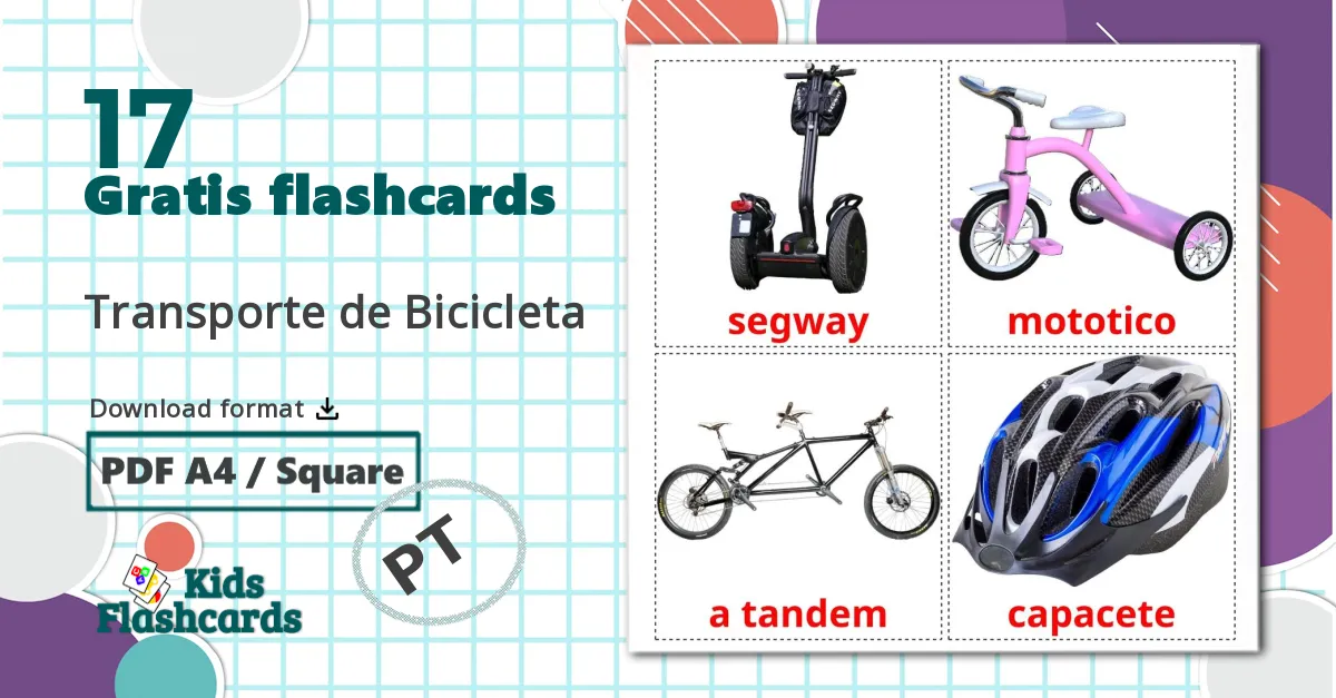 17 Transporte de Bicicleta billedkort for børn