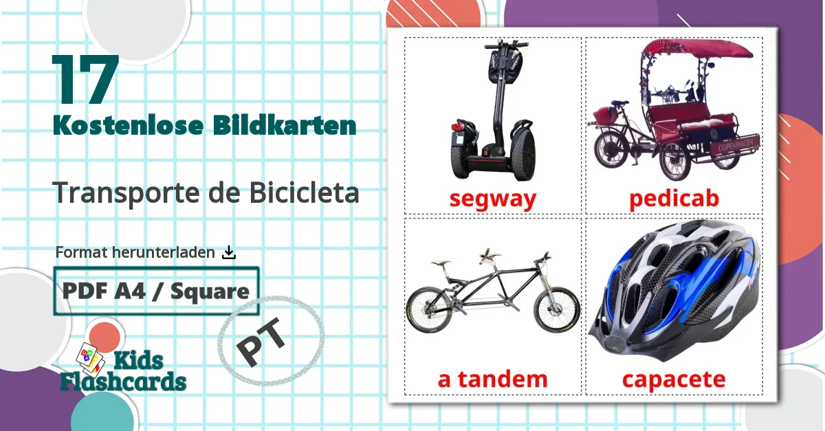 17 Bildkarten für Transporte de Bicicleta