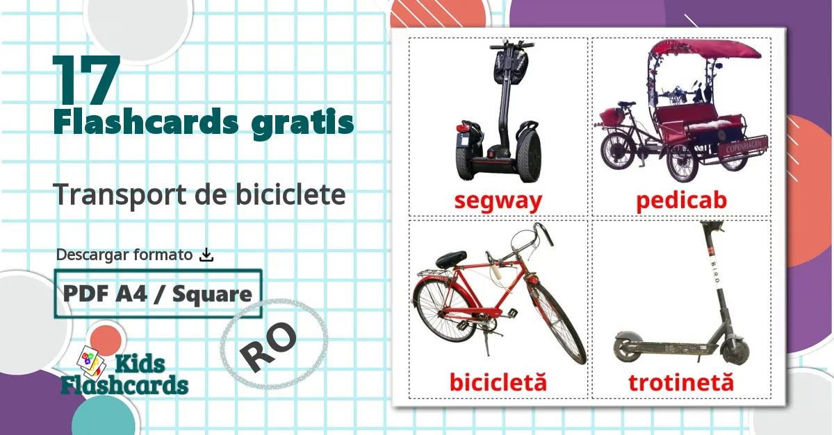 17 tarjetas didacticas de Transport de biciclete