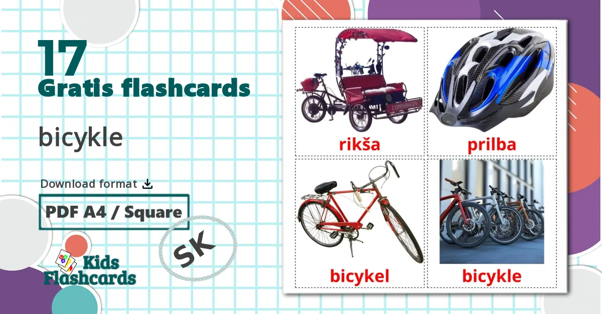 17 bicykle billedkort for børn