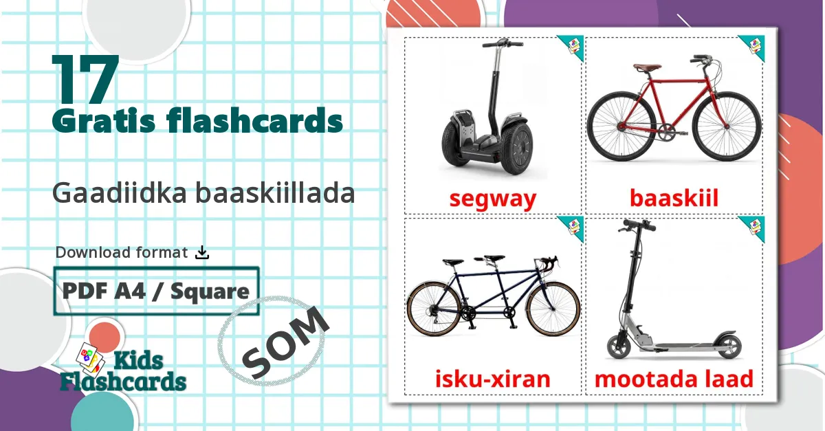 17 Cykel transport billedkort for børn