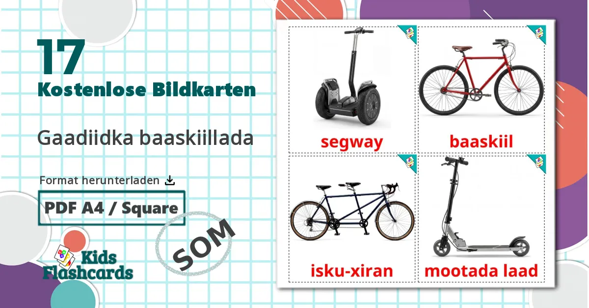 17 Bildkarten für Radverkehr