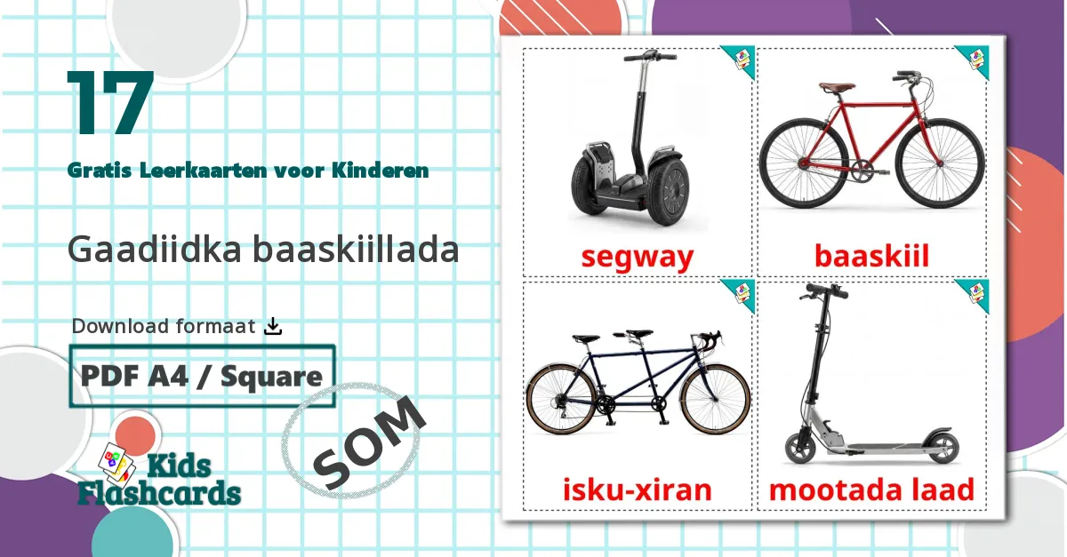 17 Fietsentransport Leerkaarten voor kinderen