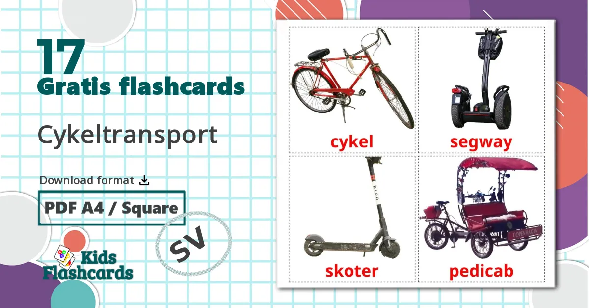 17 Cykeltransport billedkort for børn
