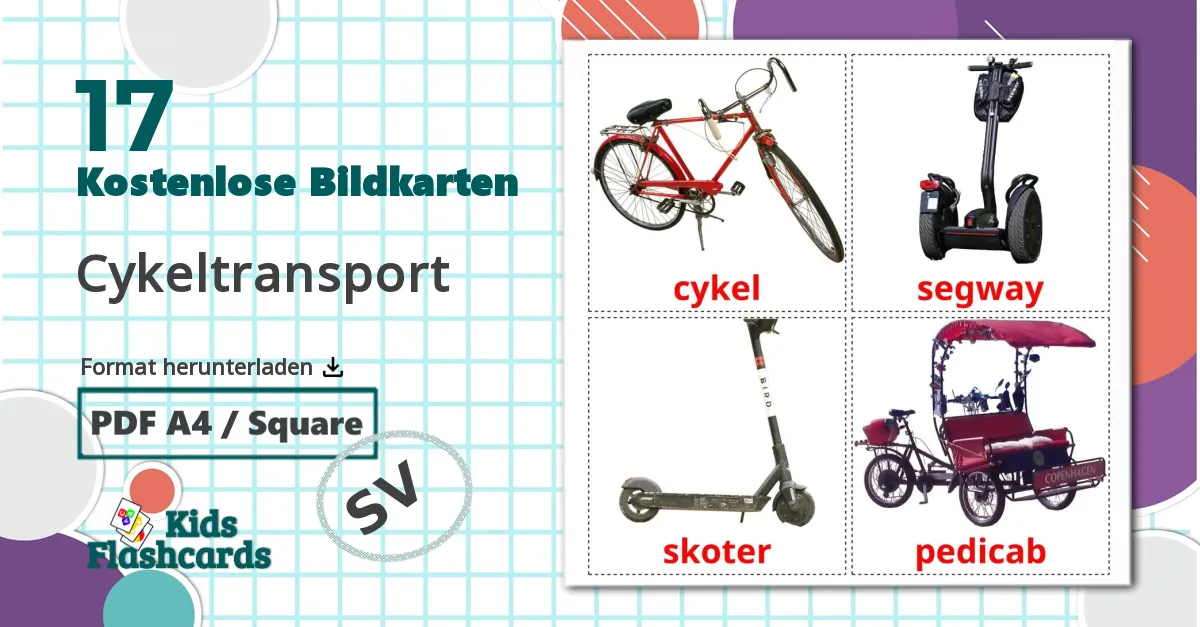 17 Bildkarten für Cykeltransport