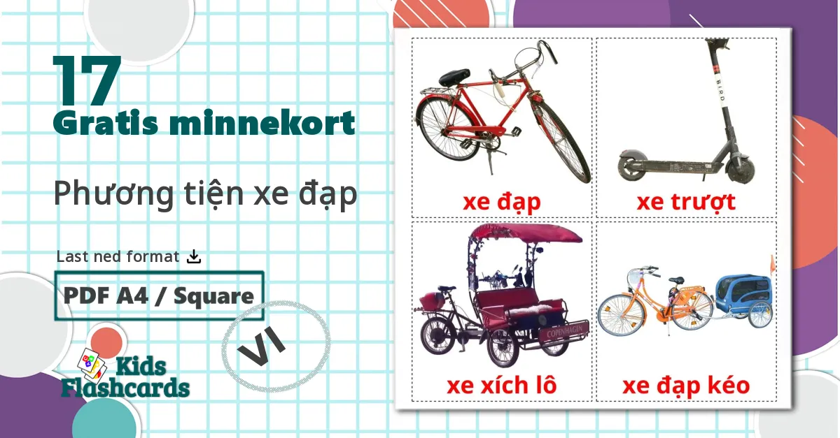 17 Phương tiện xe đạp bildekort
