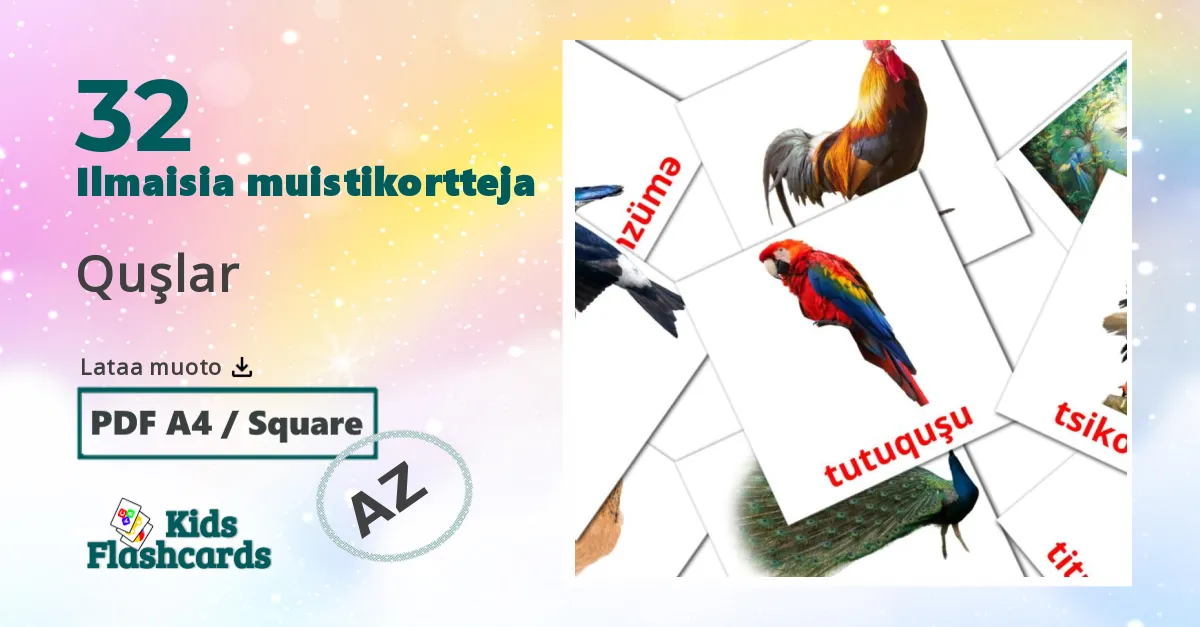Quşlar – lasten kuvakortit azerbaijaniksi sanastoon