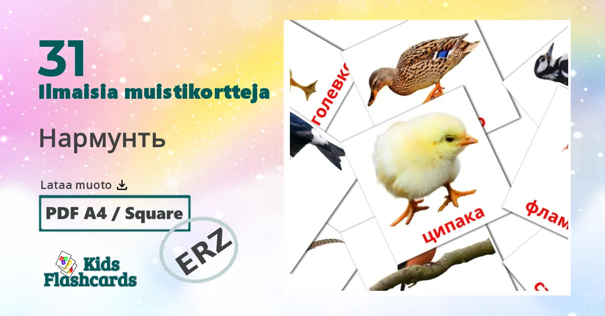 Нармунть – lasten kuvakortit erzyaksi sanastoon
