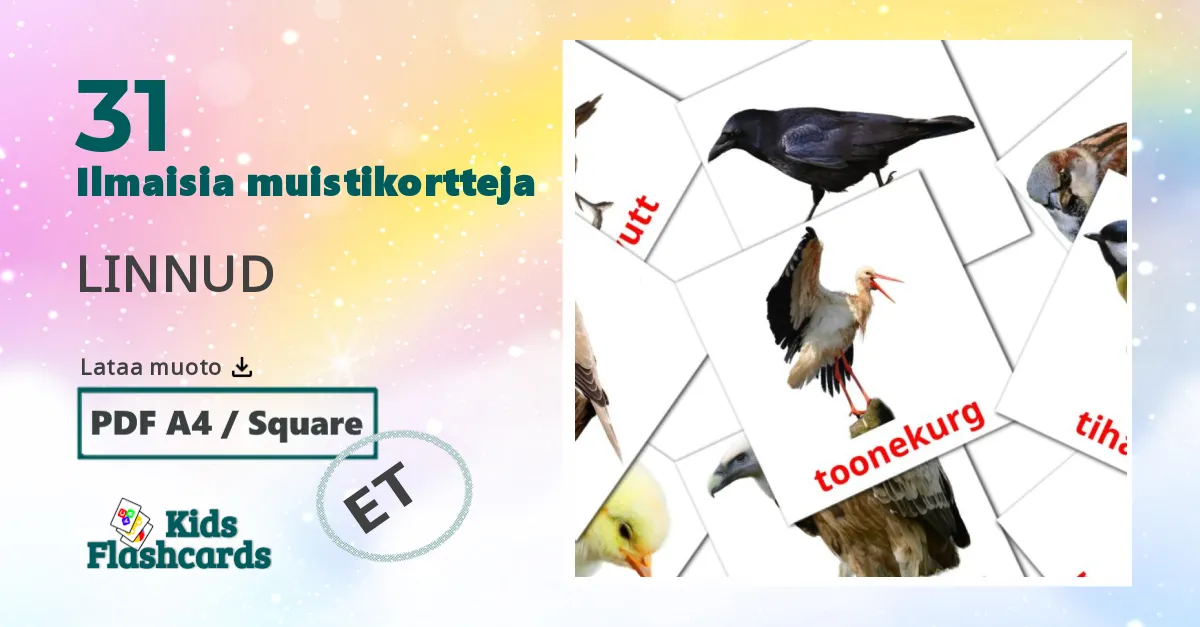 LINNUD – lasten kuvakortit virolaiseksi sanastoon