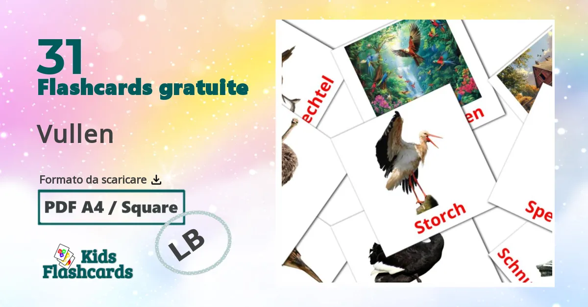 Vullen Flashcards di vocabolario lussemburghese