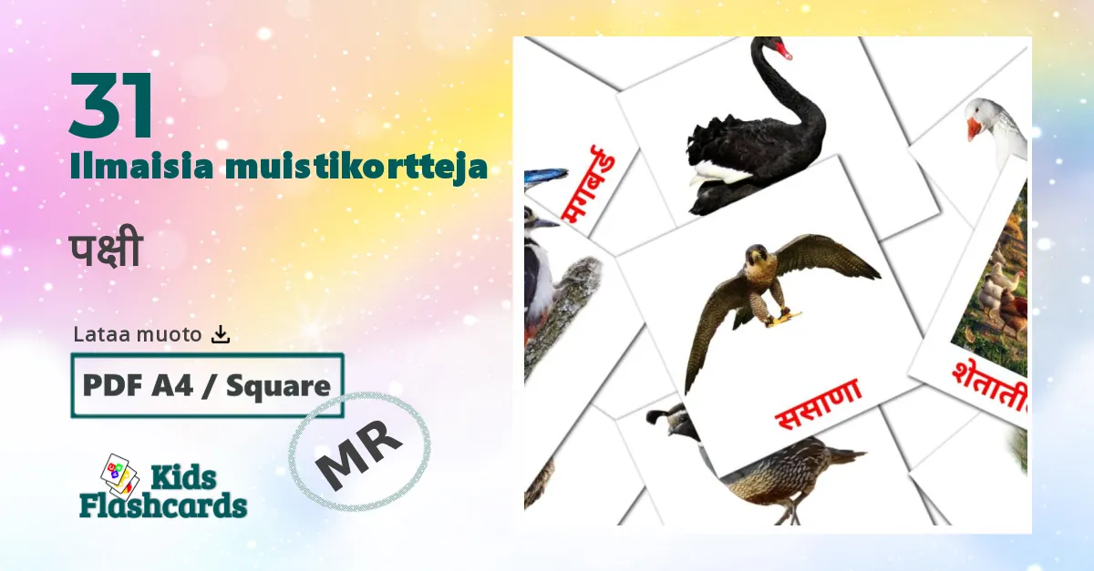 पक्षी – lasten kuvakortit marathiksi sanastoon