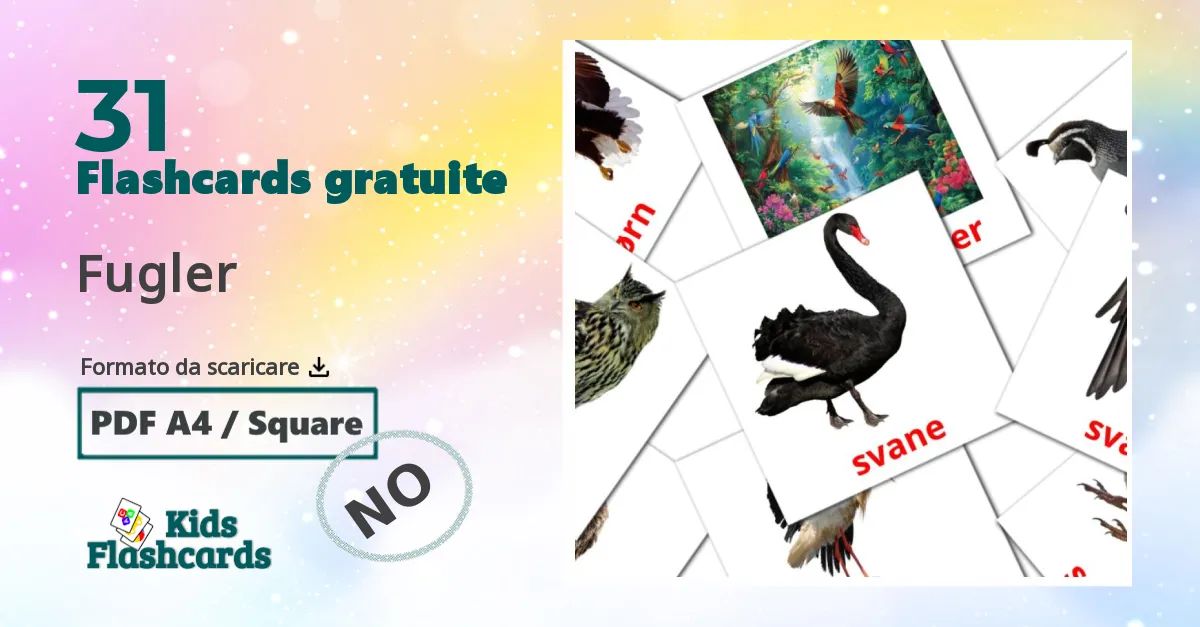 Fugler Flashcards di vocabolario norvegese