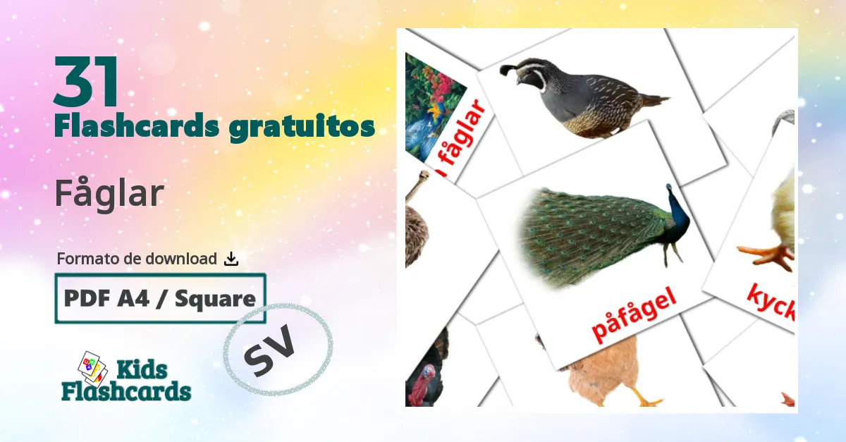 Fåglar Vocabulário em sueco Flashcards