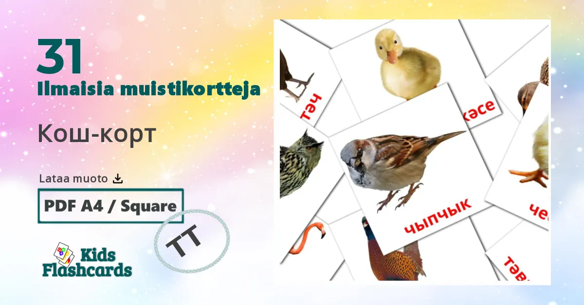 31 Кош-корт lasten kuvakortit