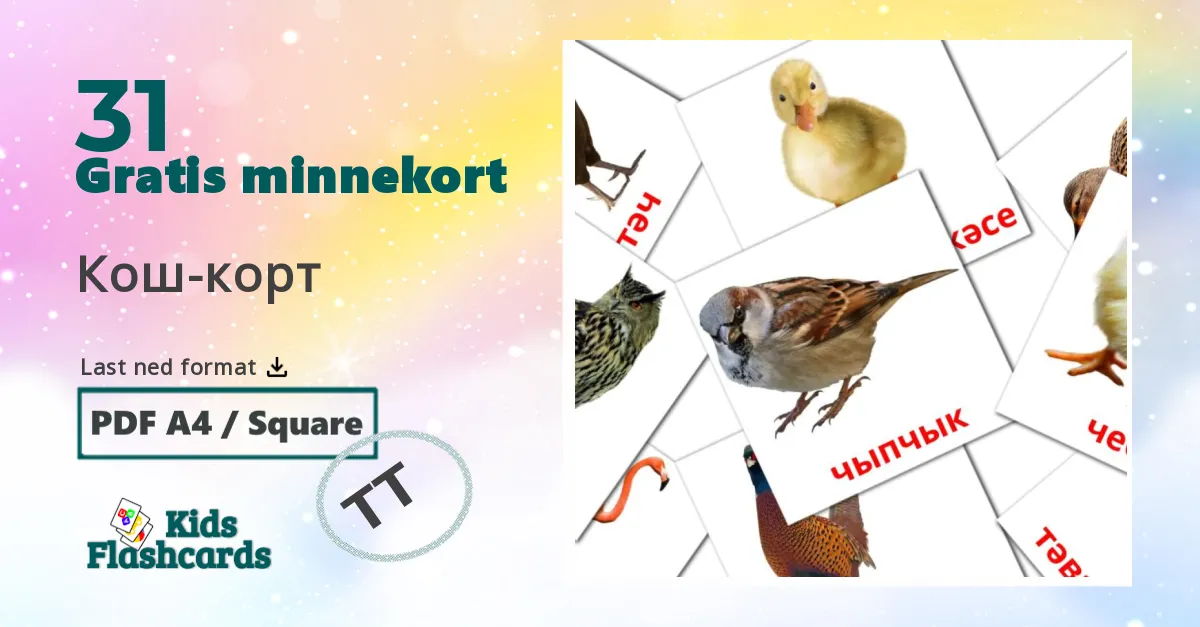 Кош-корт bildekort for barn på tatarisk