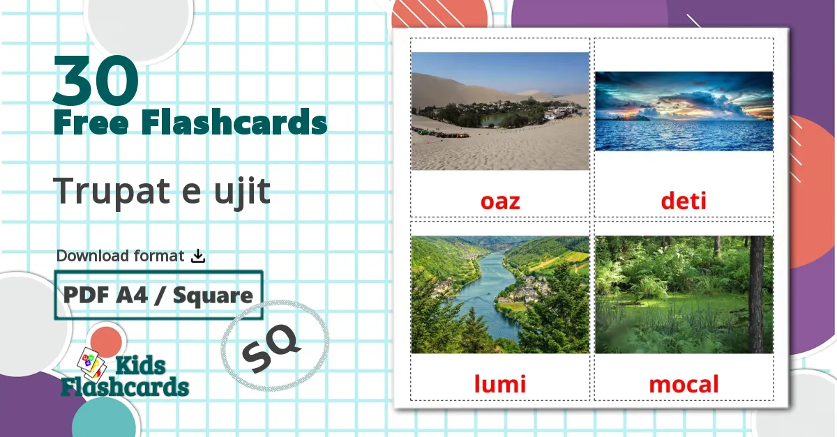 Bodies of Water - albanian vocabulary cards