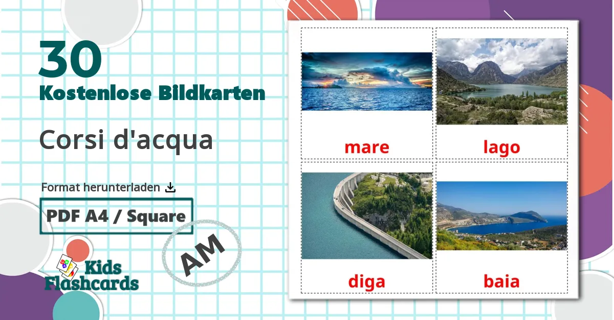 30 Bildkarten für Wasserkörper