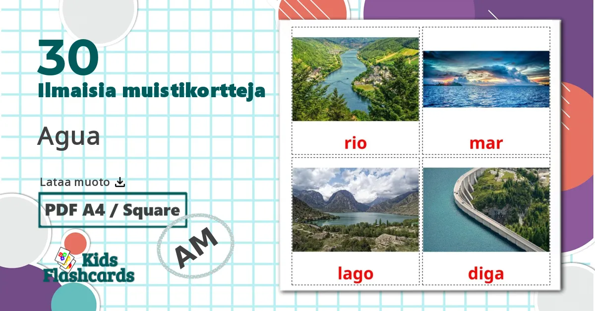 30 Vesistöt lasten kuvakortit