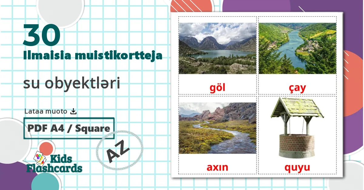 30 Vesistöt lasten kuvakortit