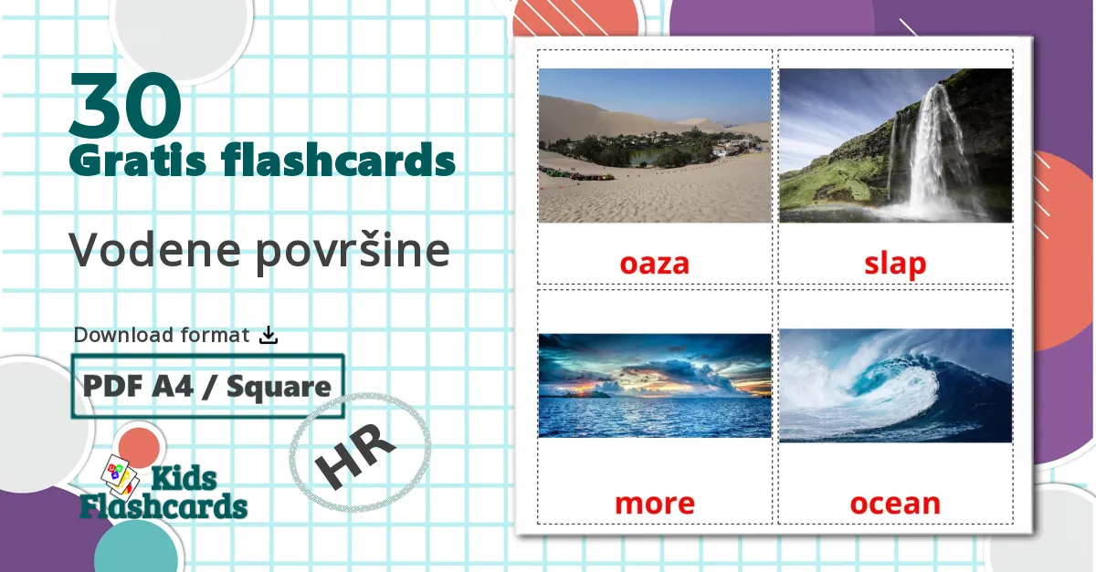 30 Vodene površine billedkort for børn