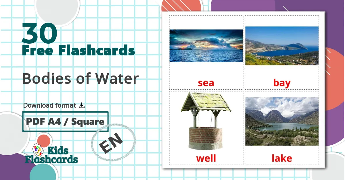 Водоемы - english vocabulary cards