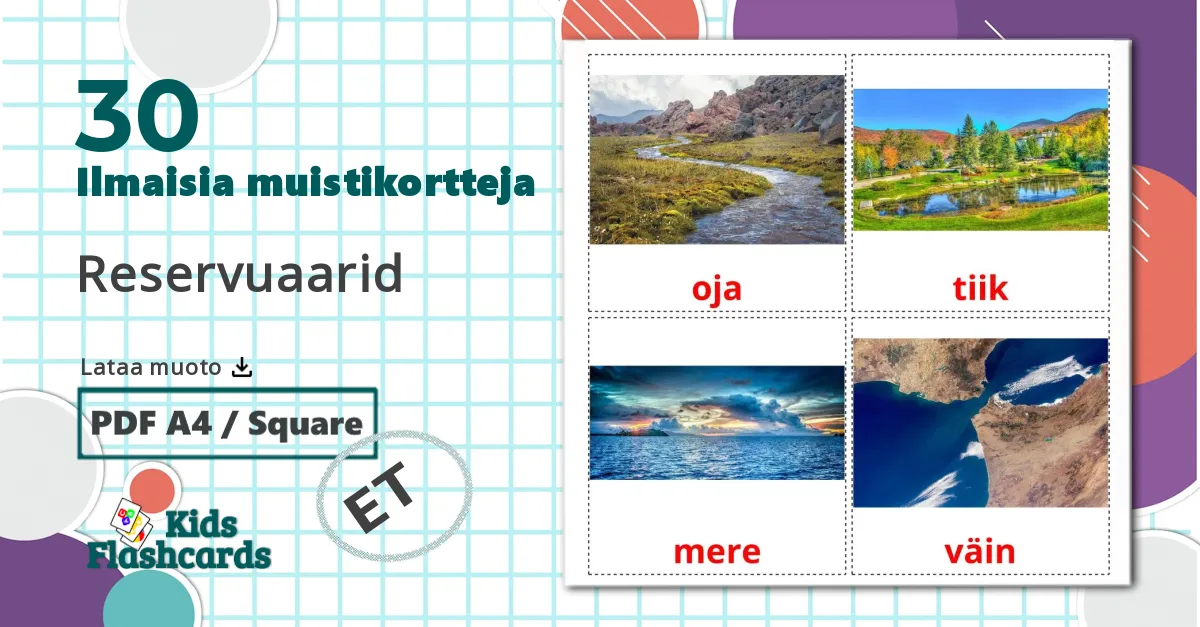 30 Reservuaarid lasten kuvakortit