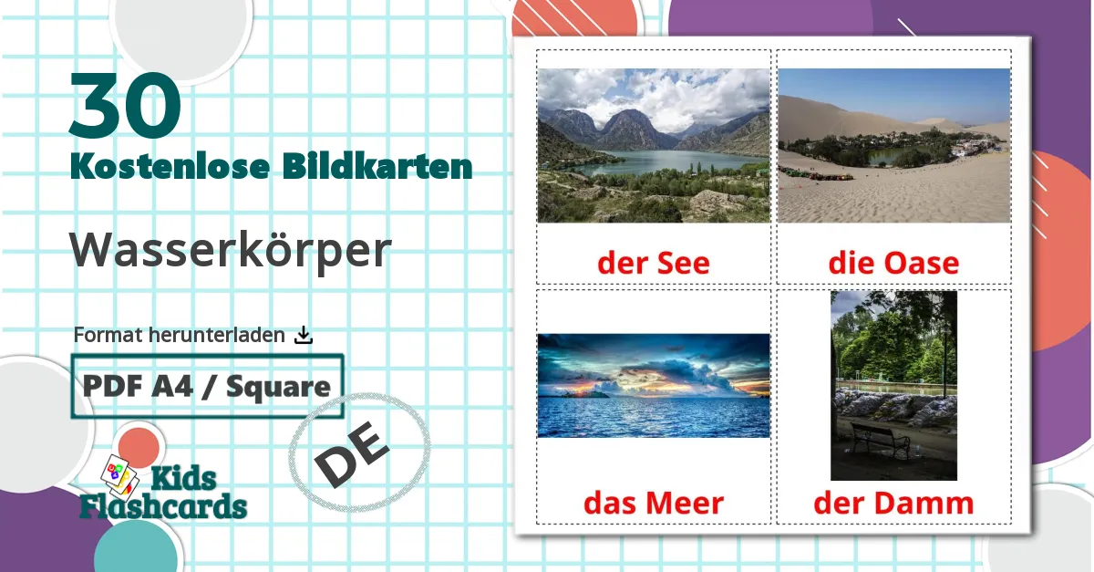 30 Bildkarten für Wasserkörper