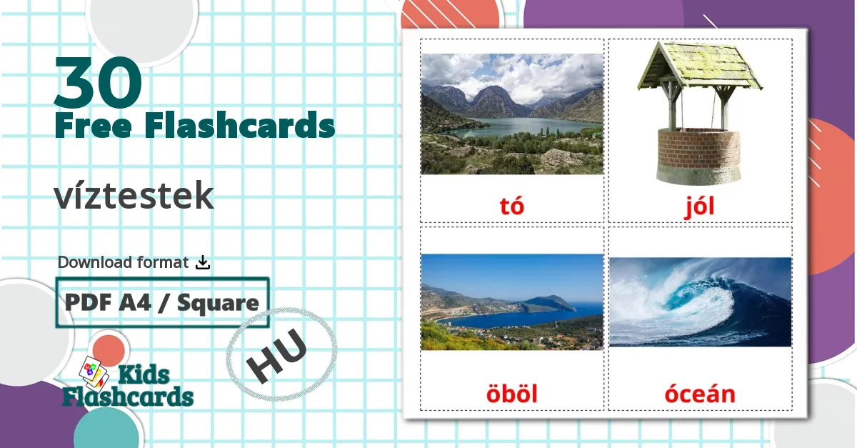 30 víztestek flashcards