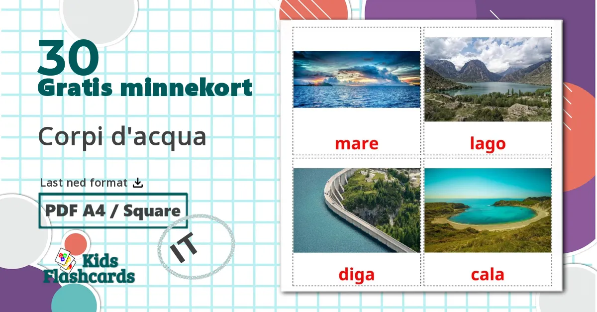 30 Corpi d'acqua bildekort