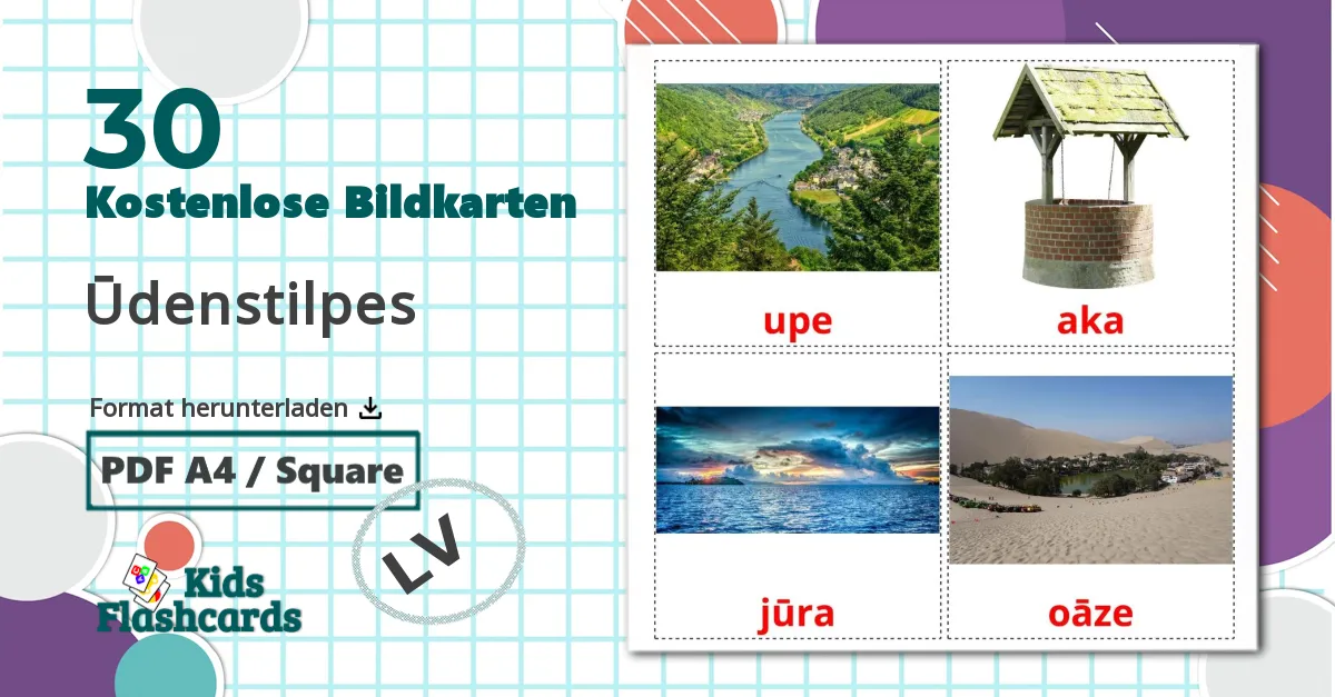 30 Bildkarten für Ūdenstilpes