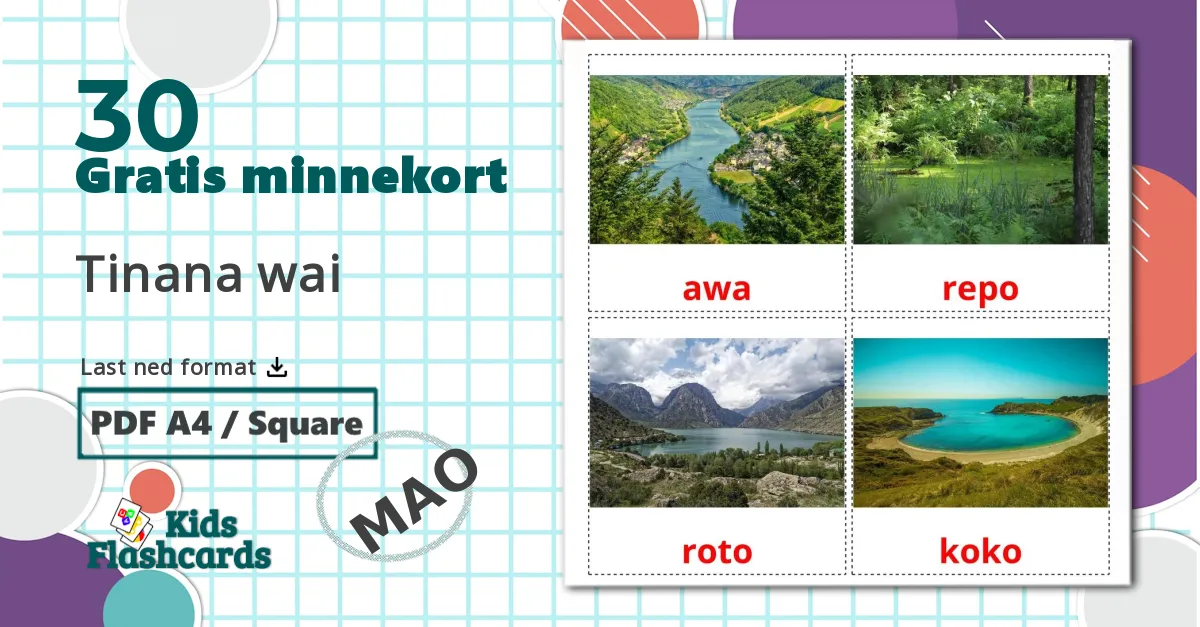 30 Tinana wai bildekort