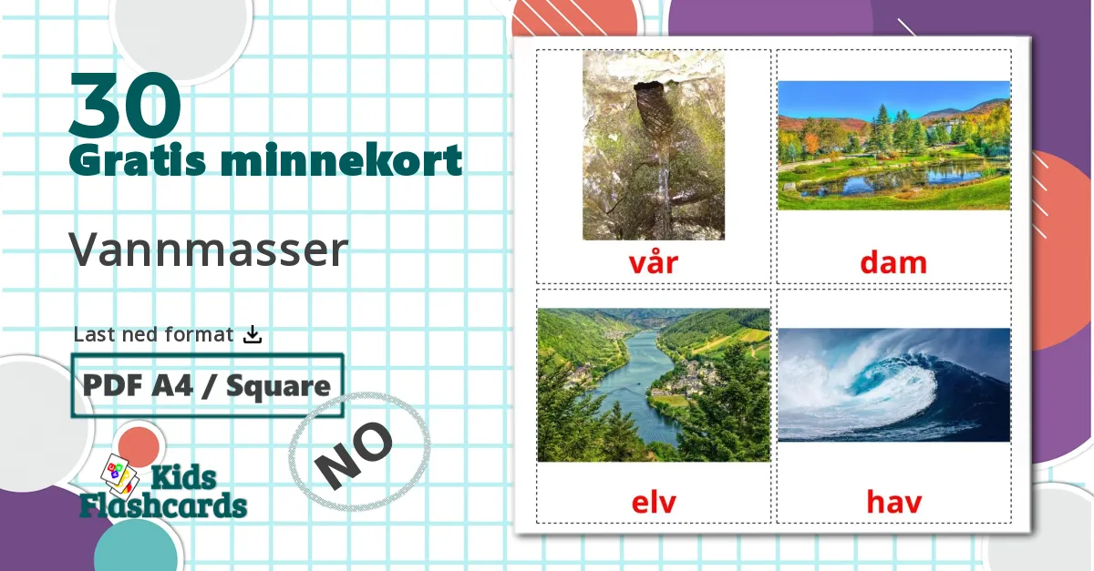 30 Vannmasser bildekort