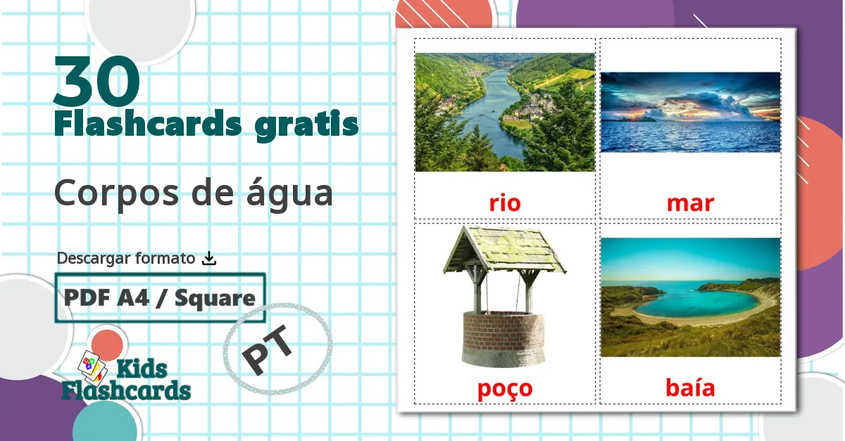 30 tarjetas didacticas de Corpos de água