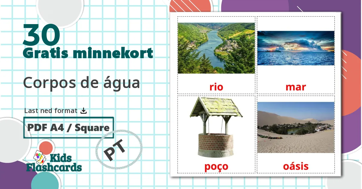 30 Corpos de água bildekort
